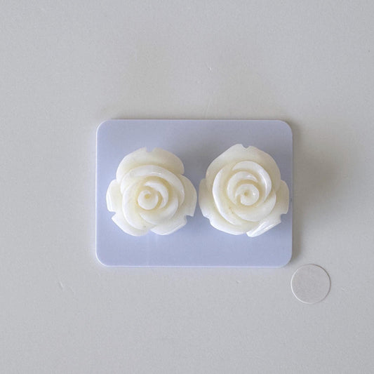 Natural White Coral Rose Loose Pair, 17mm, White Color Rose, Natural Color Coral Rose, Price per Pair, Genuine Precious Coral