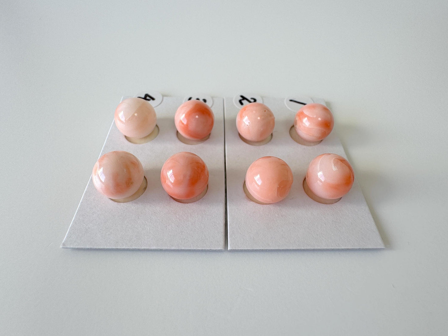 9-9.3mm Full Hole Natural deep sea coral round loose, Pink/Orange/White Coral, For earring sets or pendant, price per pair, Natural Color