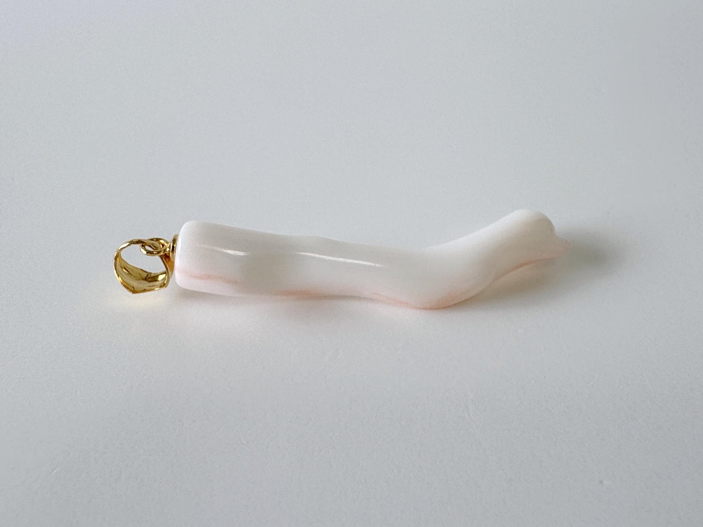 Natural Japanese White Coral Branch Pendant, 44mm, Natural White color genuine precious coral, Silver Bail (Gold-Plated)