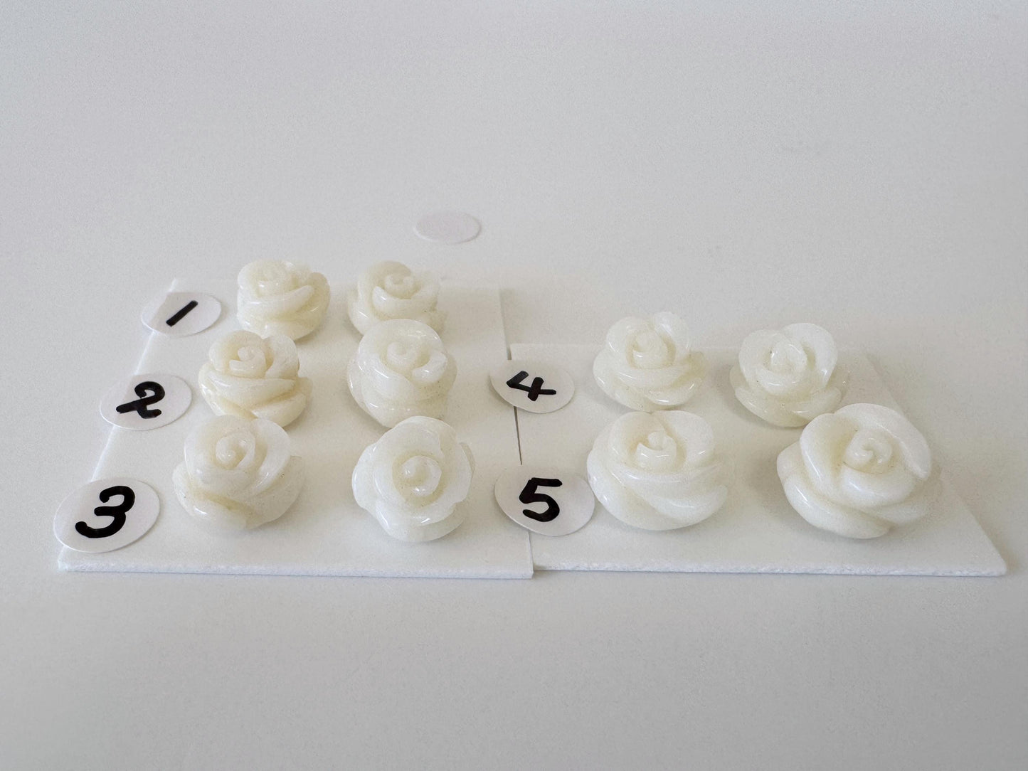 Natural White bamboo Coral Rose Carvings 9-11mm, White color, Price per pair, For Studs and Earrings, For Jewelry Making, Some Imperfection