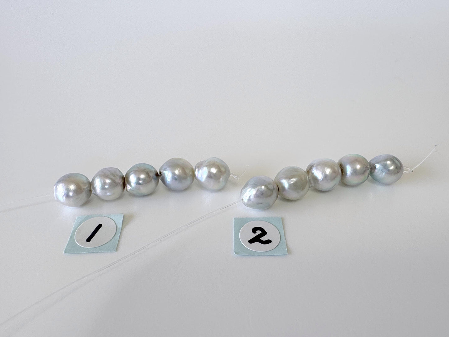 Japanese Natural blue/silver color Akoya Pearl Beads, 7-7.5mm, Mini Strand, Short Strand of 5 Pieces, Cultured in Sea Water