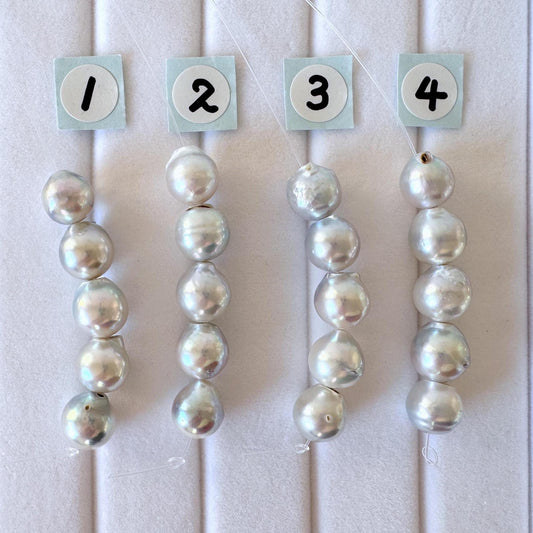 Japanese Natural blue/silver color Akoya Pearl Beads, 7-7.5mm, Mini Strand, Short Strand of 5 Pieces, Cultured in Sea Water