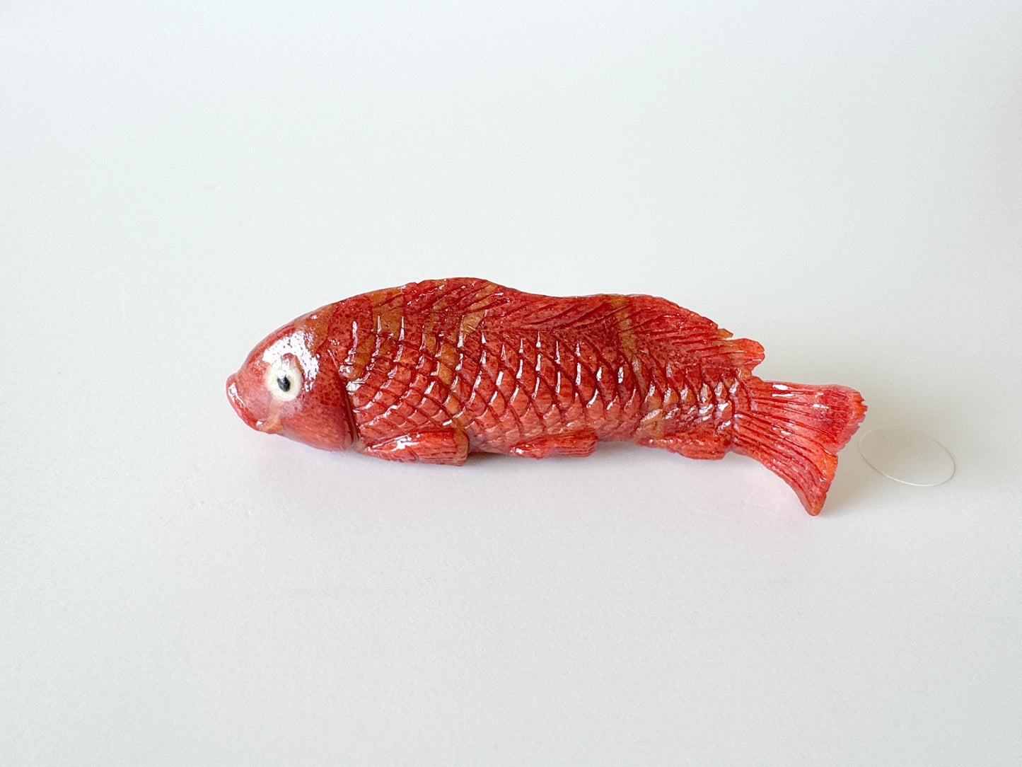 52mm Natural Sponge Coral Carp Carving Loose, Apple Coral Fish Carving, For Display, For Decoration, For Accessory Making