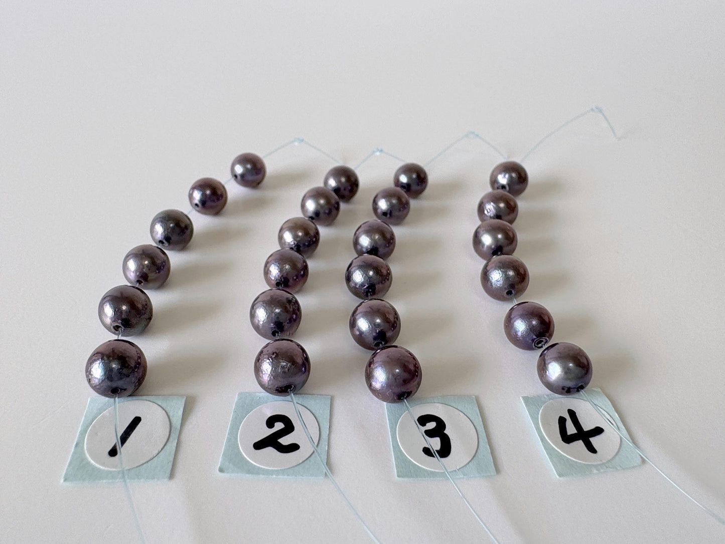 6 Pieces Short Strand of Japanese Peacock Black Akoya Pearl Beads, 5.7-5.9mm, Genuine Akoya Pearl, Cultured in Sea Water