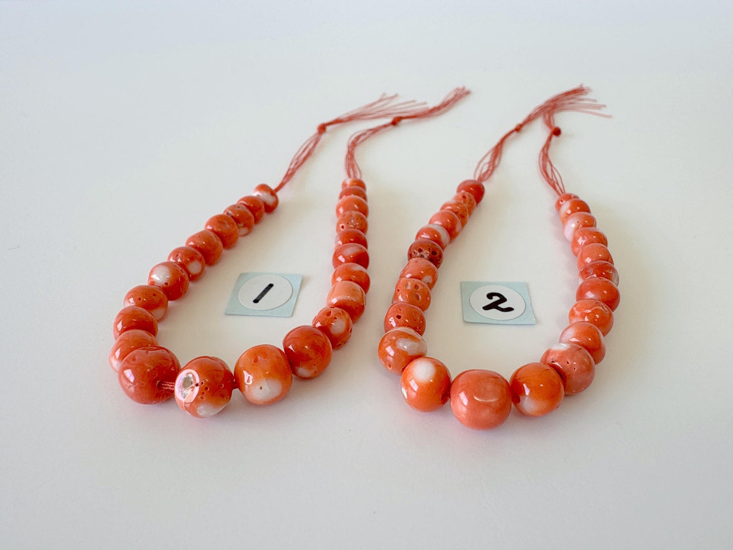 Natural Momo Coral Short Strand Beads, Orange/White Color Coral Beads, 11cm, Genuine Natural Color Japanese Coral Beading Parts
