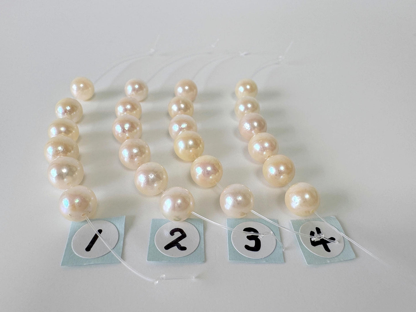 Japanese Cream White/Off-white Akoya Pearl Beads, 6.5-7mm, Mini Strand, Short Strand, 6 Pieces, Genuine Akoya Pearl, Cultured in Sea Water