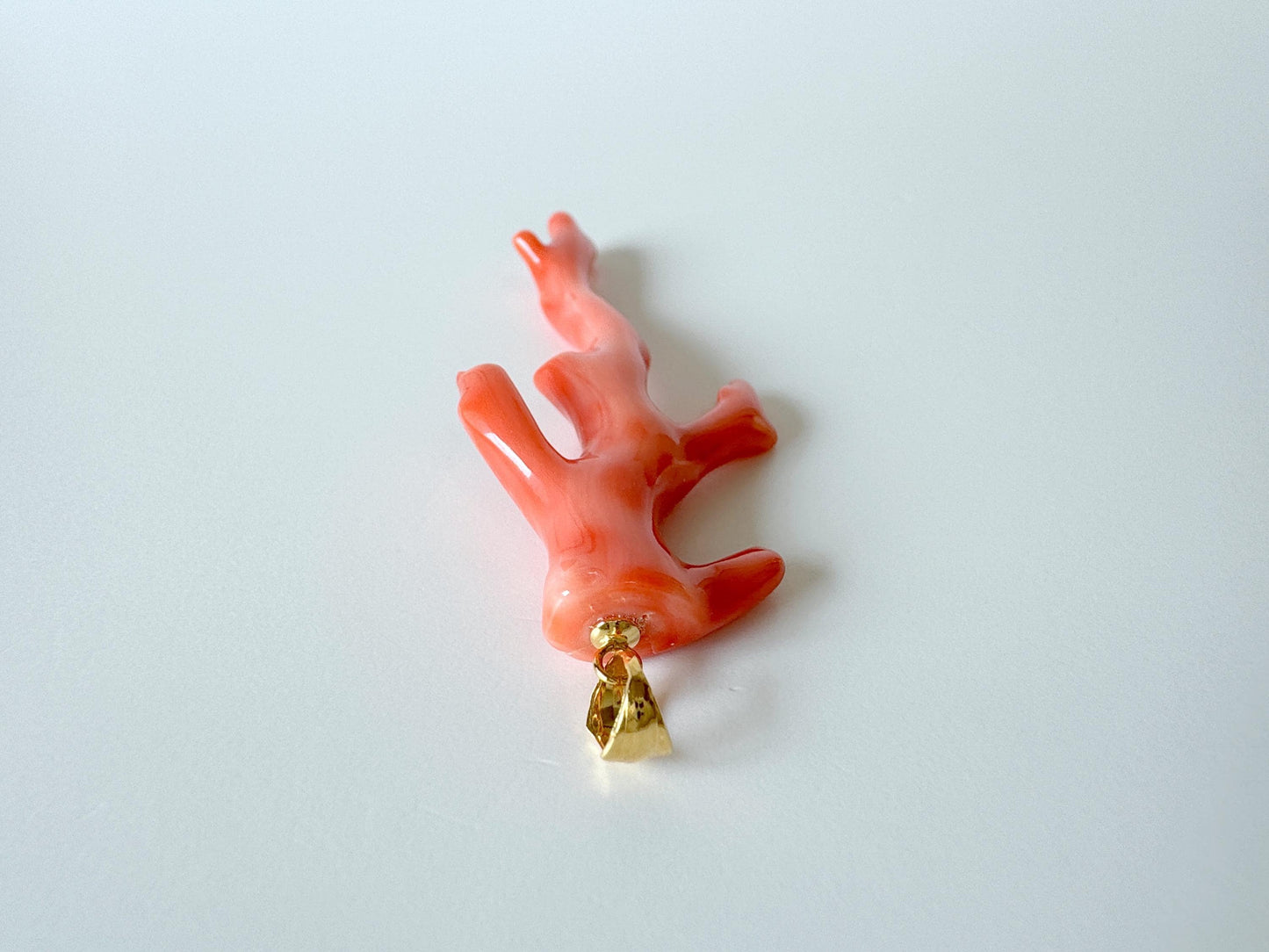 Natural Deep Sea Coral Branch Pendant, 62mm, Natural Orange/Pink color coral branch pendant, Silver (Gold-Plated) bail