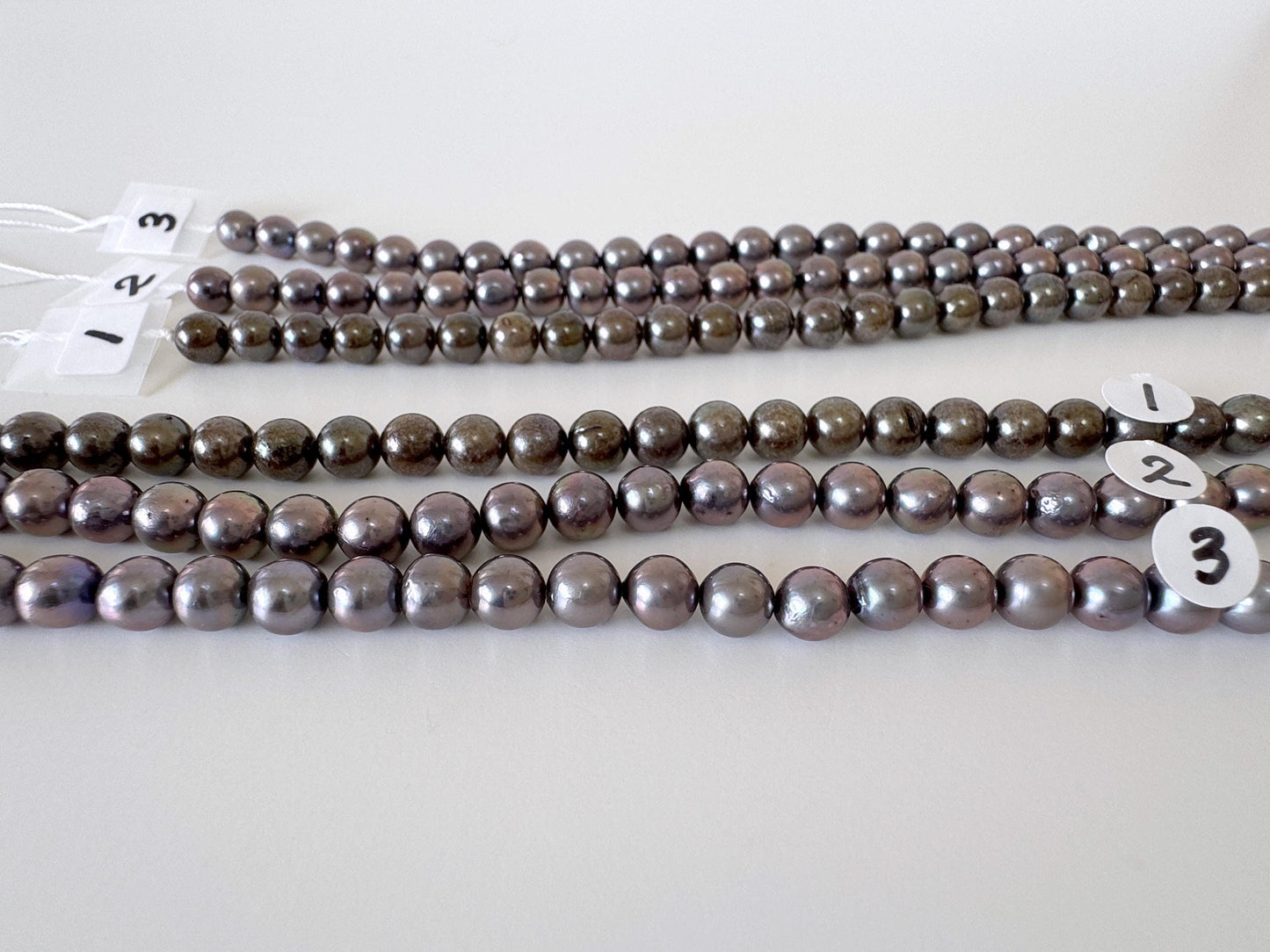5.5-6mm Japanese Black/Black peacock Akoya Pearl Beads, Full Strand, 40cm , 15.7", Salt Water cultured pearl