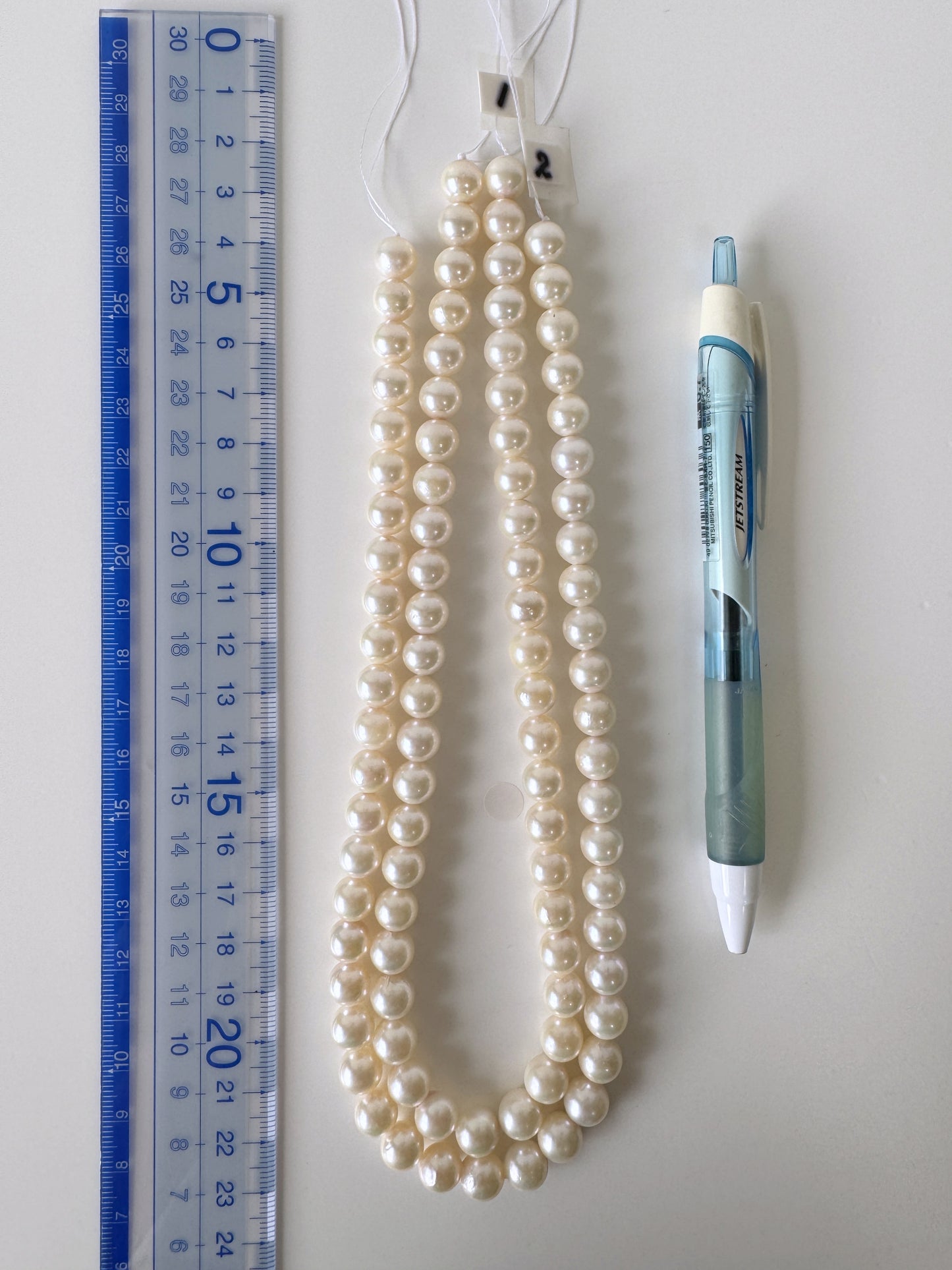 8.5-9mm Japanese White Akoya Pearl Beads, Genuine Akoya Pearl, Full Strand, 40cm , 16", Cultured Salt water pearl