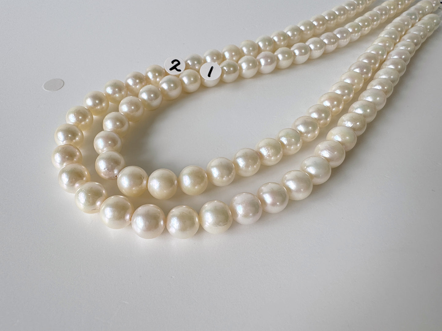 8.5-9mm Japanese White Akoya Pearl Beads, Genuine Akoya Pearl, Full Strand, 40cm , 16", Cultured Salt water pearl