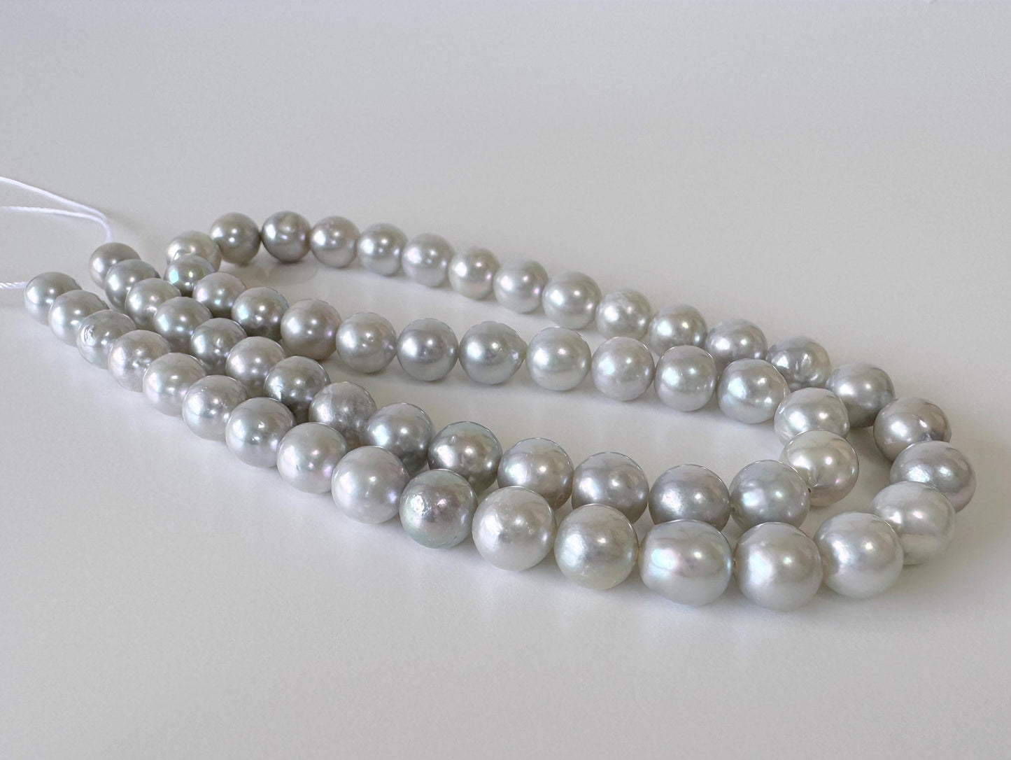 6.5-7mm Cobalt Treated Akoya Pearl Strand: Blue Silver Japanese Saltwater Beads