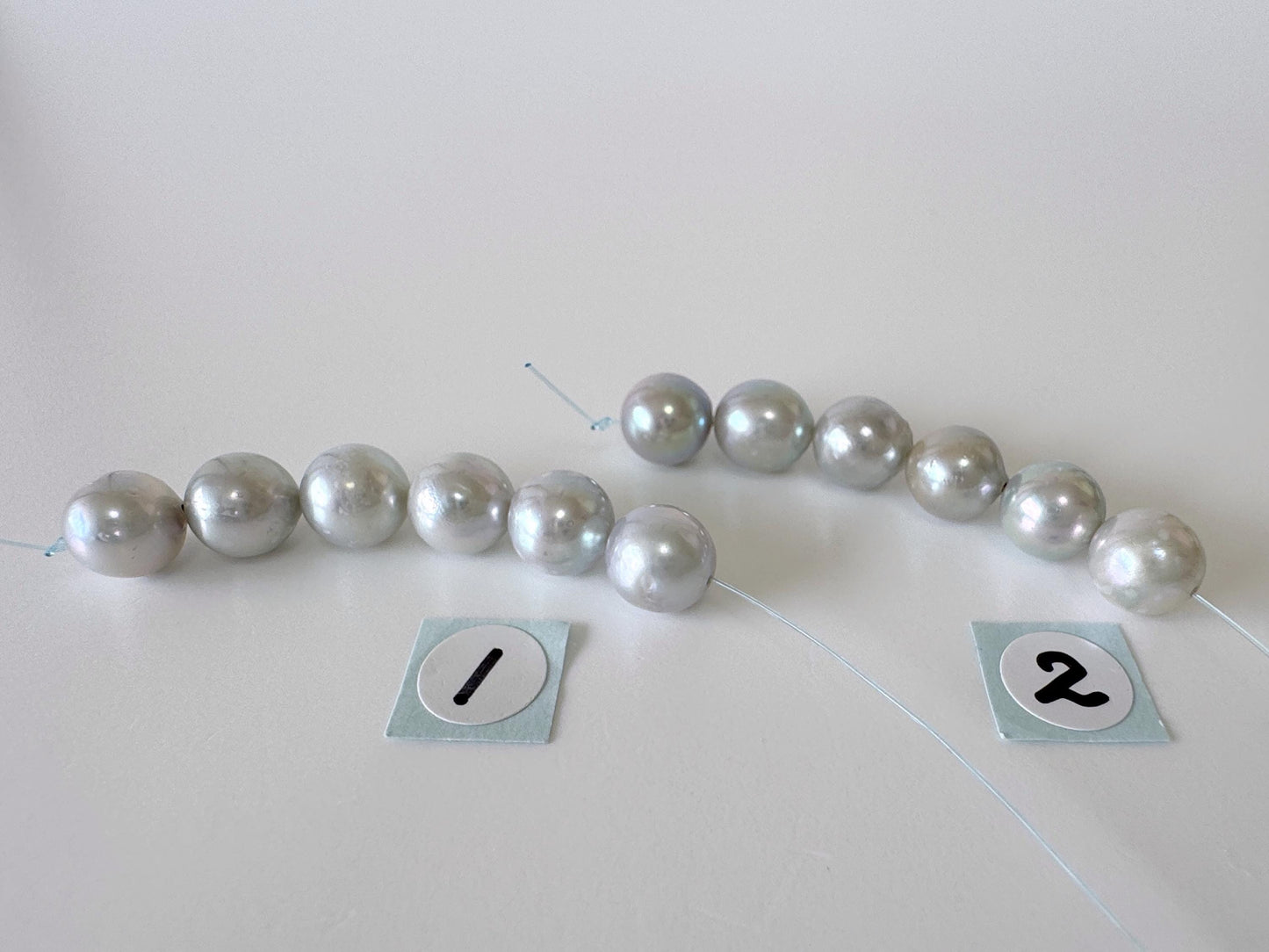 Japanese Blue/Silver color (cobalt treated) Akoya Pearl Beads, 7-7.5mm, Mini Strand, Short Strand of 6 Pieces, Cultured in Sea Water