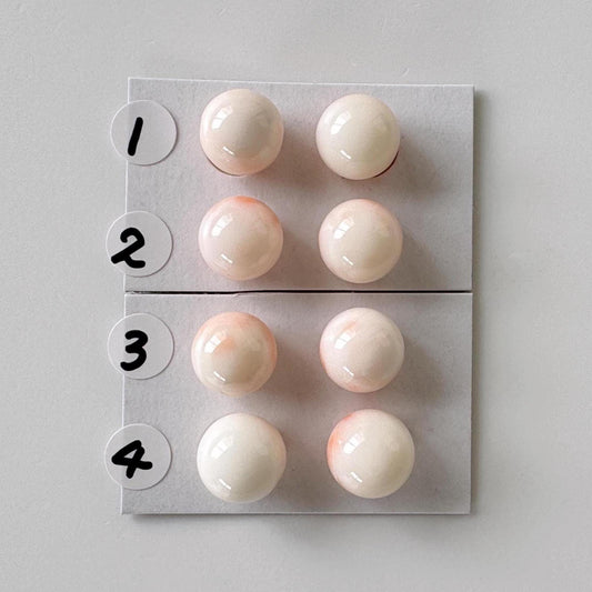 10-10.5mm Half Drilled Natural Deep Sea Coral Round Loose, White/Pink coral, for earring sets, natural color, price per pair