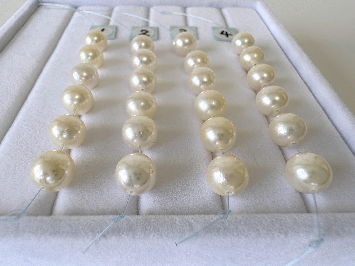 Japanese White/Off-white Akoya Pearl Beads, 7-7.5mm, Mini Strand, Short Strand, 6 Pieces, Genuine Akoya Pearl, Cultured in Sea Water