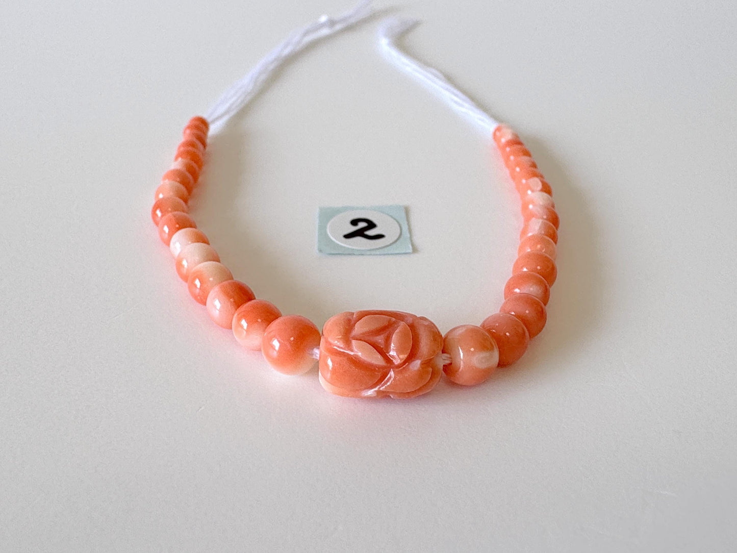 Natural Momo Coral Short Strand Beads with Carving Beads, Orange/White Color Coral Beads, 11-11.5cm, Genuine Japanese Coral Beading Parts