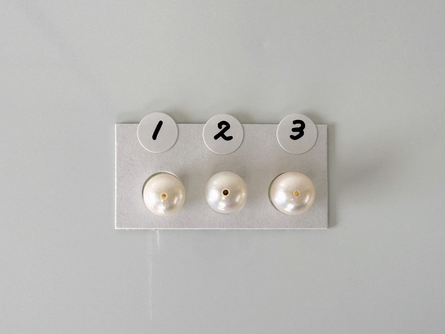 Japanese Cultured Akoya pearl 8-8.5mm, White Color, Half-Drilled Round loose, Price per Piece, Value-priced unused vintage, Salt water pearl