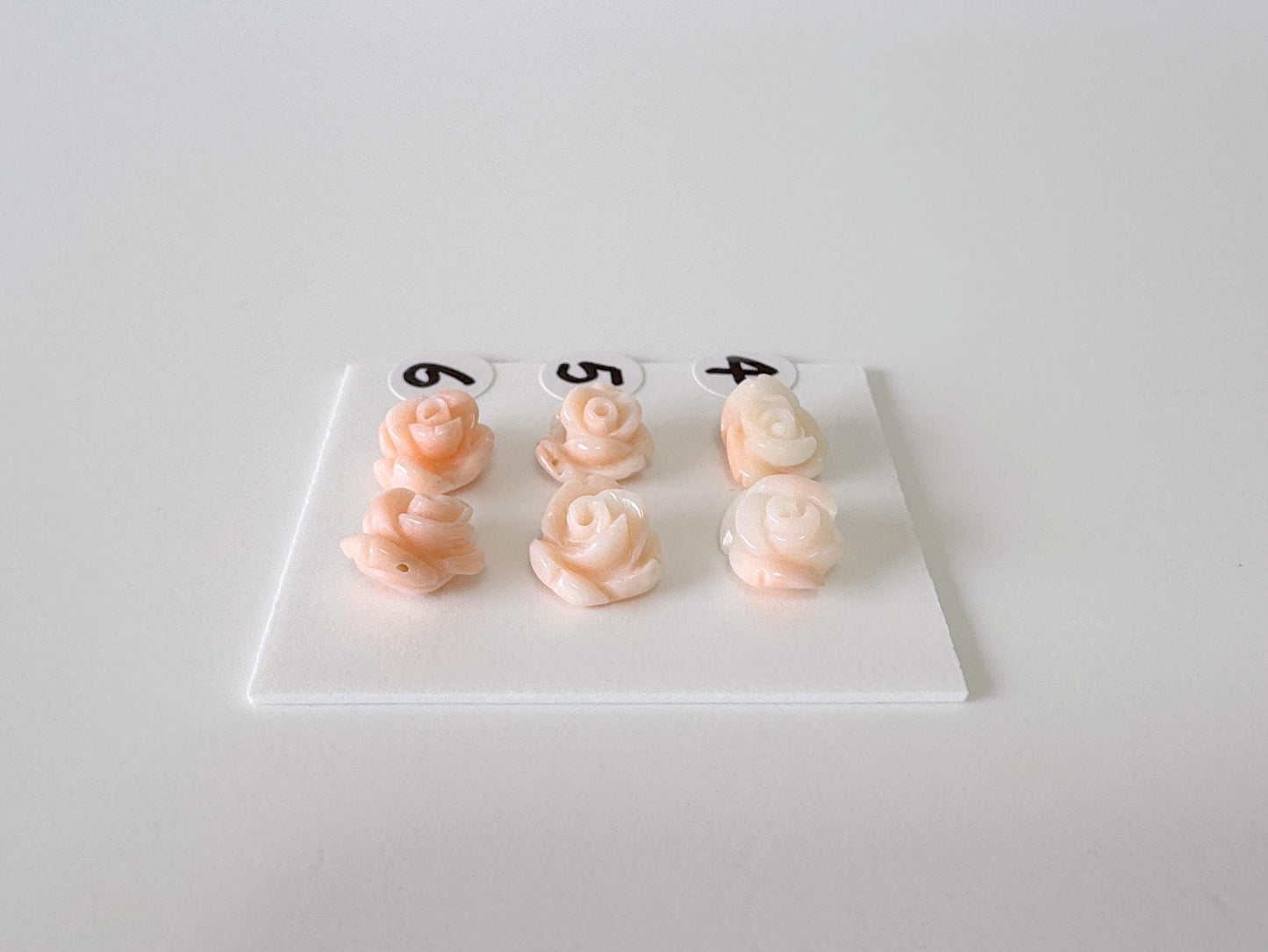 Natural Deep Sea Coral Rose Carvings 7-9mm, Pink/Orange Roses, Natural color, Price per Pair, For Studs and Earrings, For Jewelry Making