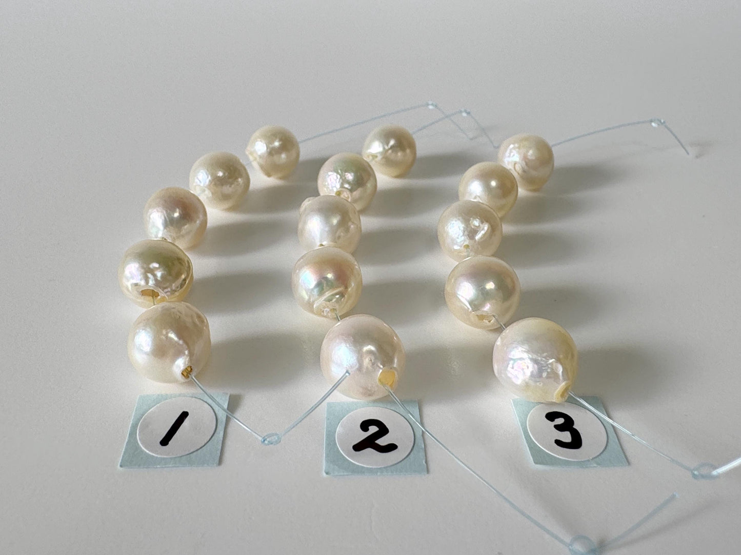 Japanese Cream White Akoya Pearl Beads, 9-9.5mm (Imperfect), Mini Strand, Short Strand, 5 Pieces, Genuine Akoya Pearl, Cultured in Sea Water