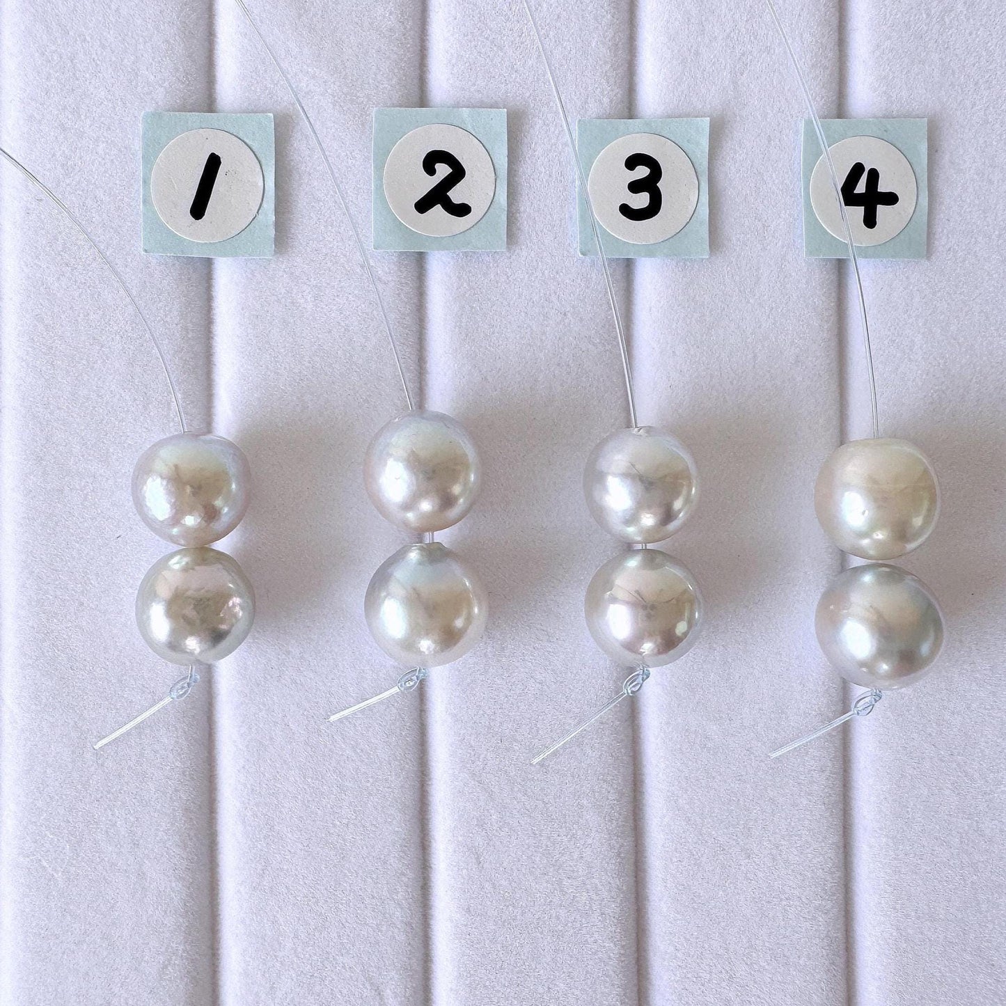 Japanese Blue/Silver (Natural color) Akoya Pearl Beads, 8-8.5mm, Mini Strand, 2 Pieces, Short Strand, Salt water pearl, Genuine Akoya Pearl
