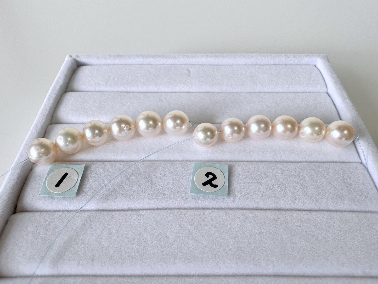 Japanese White/Pink Akoya Pearl Beads, 7-7.5mm, Mini Strand, Short Strand, 6 Pieces, Genuine Akoya Pearl, Cultured in Sea Water