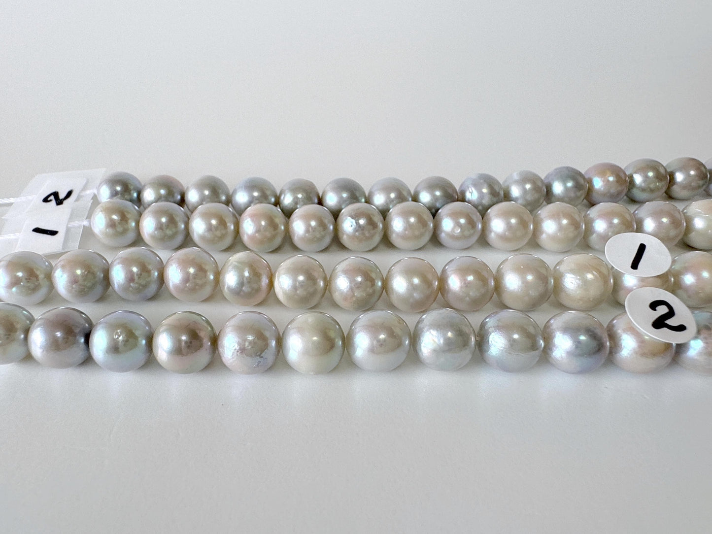 7.5-8mm Japanese Akoya Pearl Beads, Blue/Silver color pearl (Cobalt treated), Genuine Salt water Akoya Pearl, Full Strand, 40cm , 15.7"