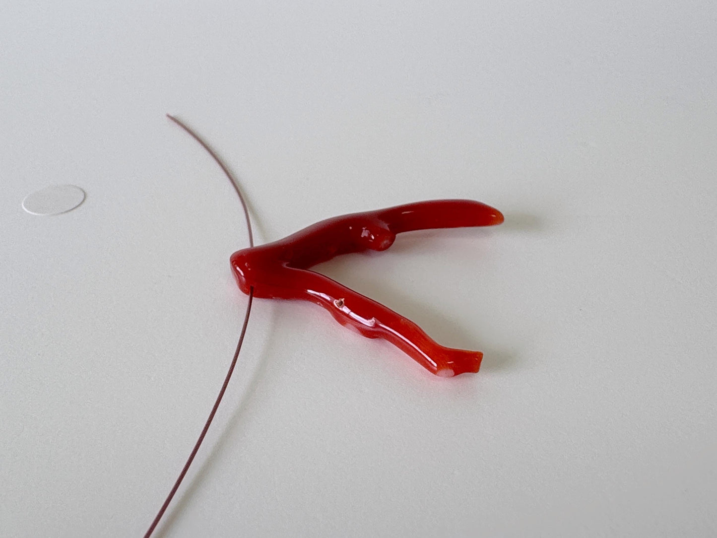 Japanese red(Aka) coral branch, 30mm, side full hole, natural red color coral for jewelry making