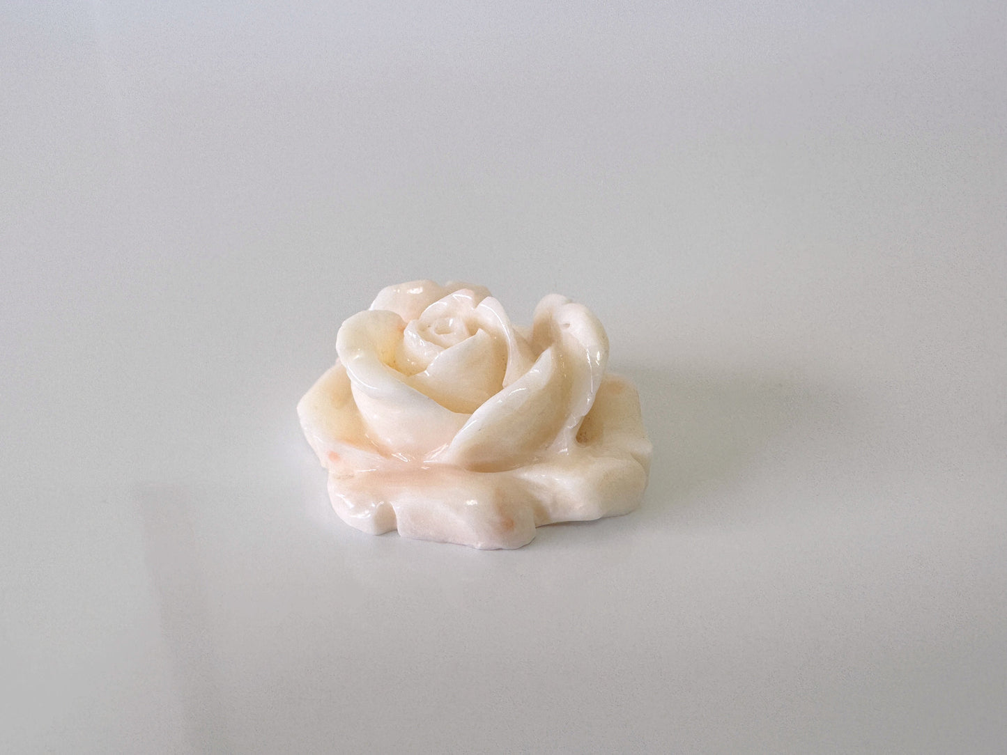 Natural Deep Sea Coral Rose Carving Loose, Natural Pale White Pink Color Coral, 29x22mm, Flat Back, For Jewelry Making