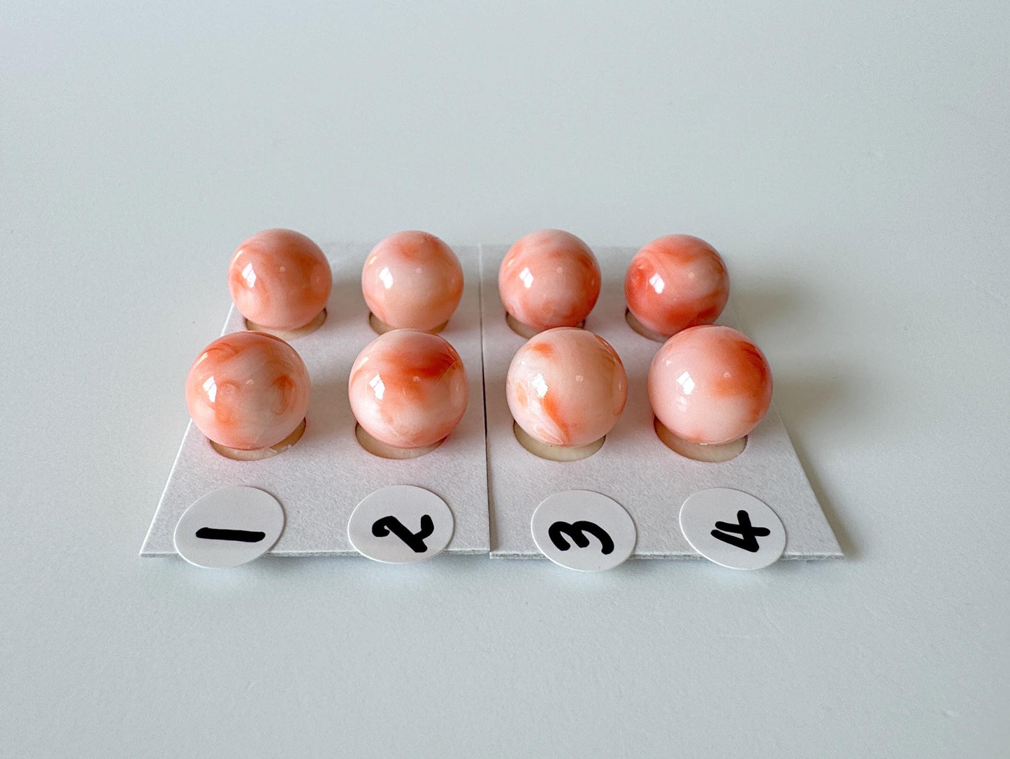 10-10.5mm Half Drilled Natural Deep Sea Coral Round Loose, Pink/Orange coral, for earring sets, natural color, price per pair