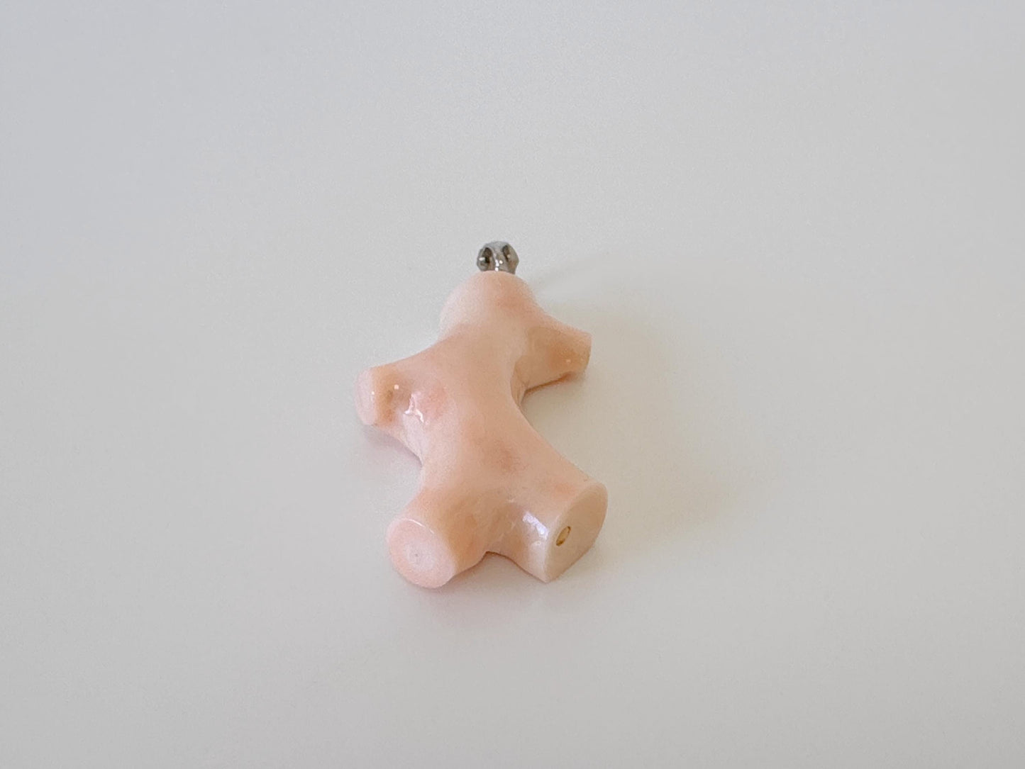 Natural Deep Sea Coral Branch Pendant, 35mm, Natural Pink Angelskin color coral branch pendant, Silver (Rhodium-Plated) bail