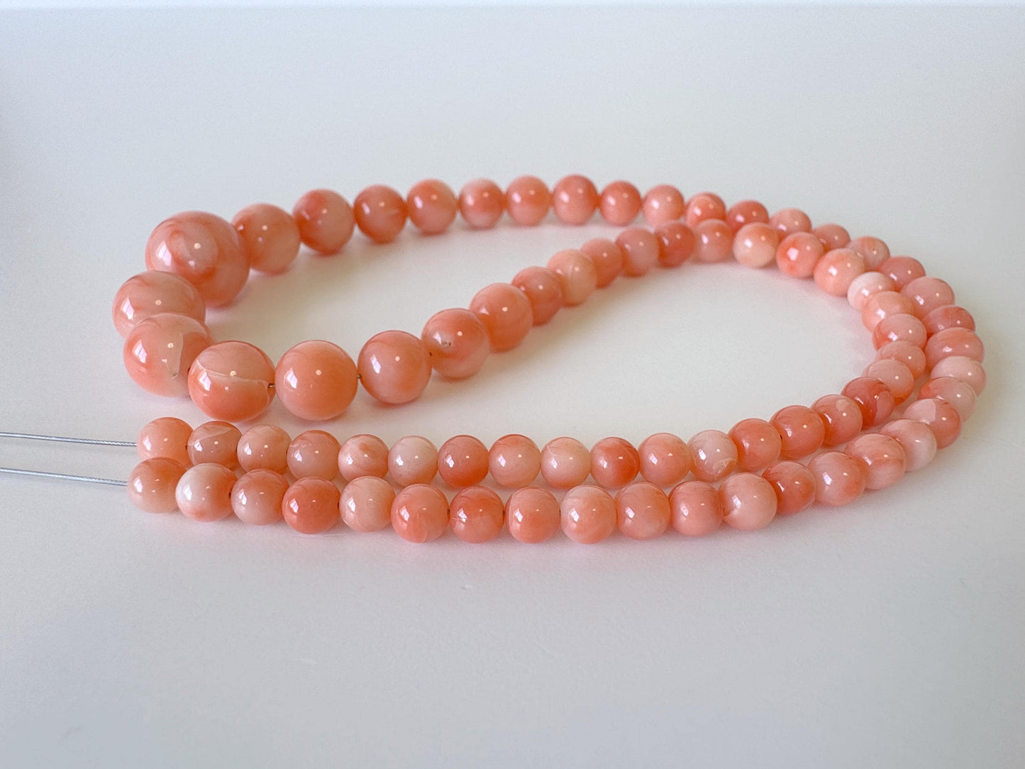 Natural Deep Sea Coral 4.5-11.4mm Round Beads Strand, Genuine Natural Pink / Orange Color, 41cm, 16in, For Jewelry Making