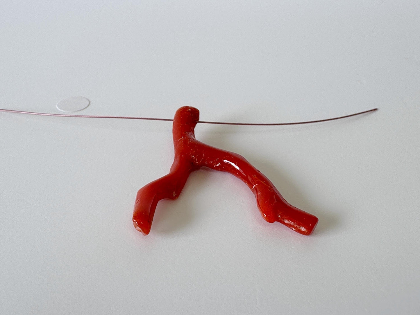 Japanese red(Aka) coral branch, 35mm, side full hole, natural red color coral for jewelry making