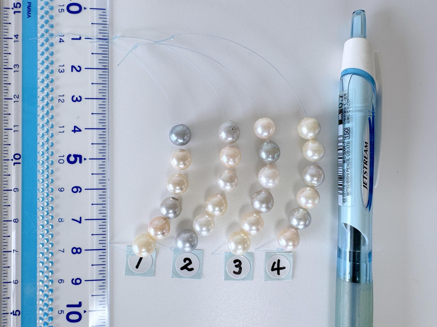 Japanese Multi-color Akoya Pearl Beads, 7-7.5mm, Mini Strand, Short Strand of 6 Pieces, Cultured in Sea Water