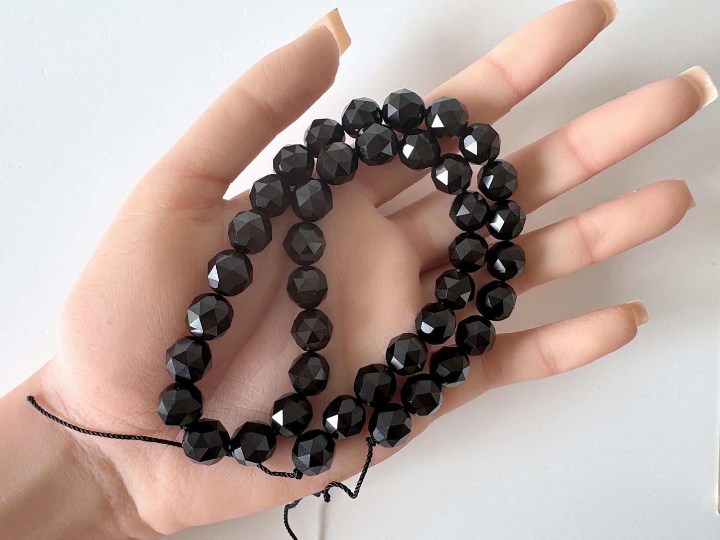 Natural Black Jet 10mm Faceted (Triangle faceted) Beads strands, 15.7inches, 40cm For jewelry making, price per strand