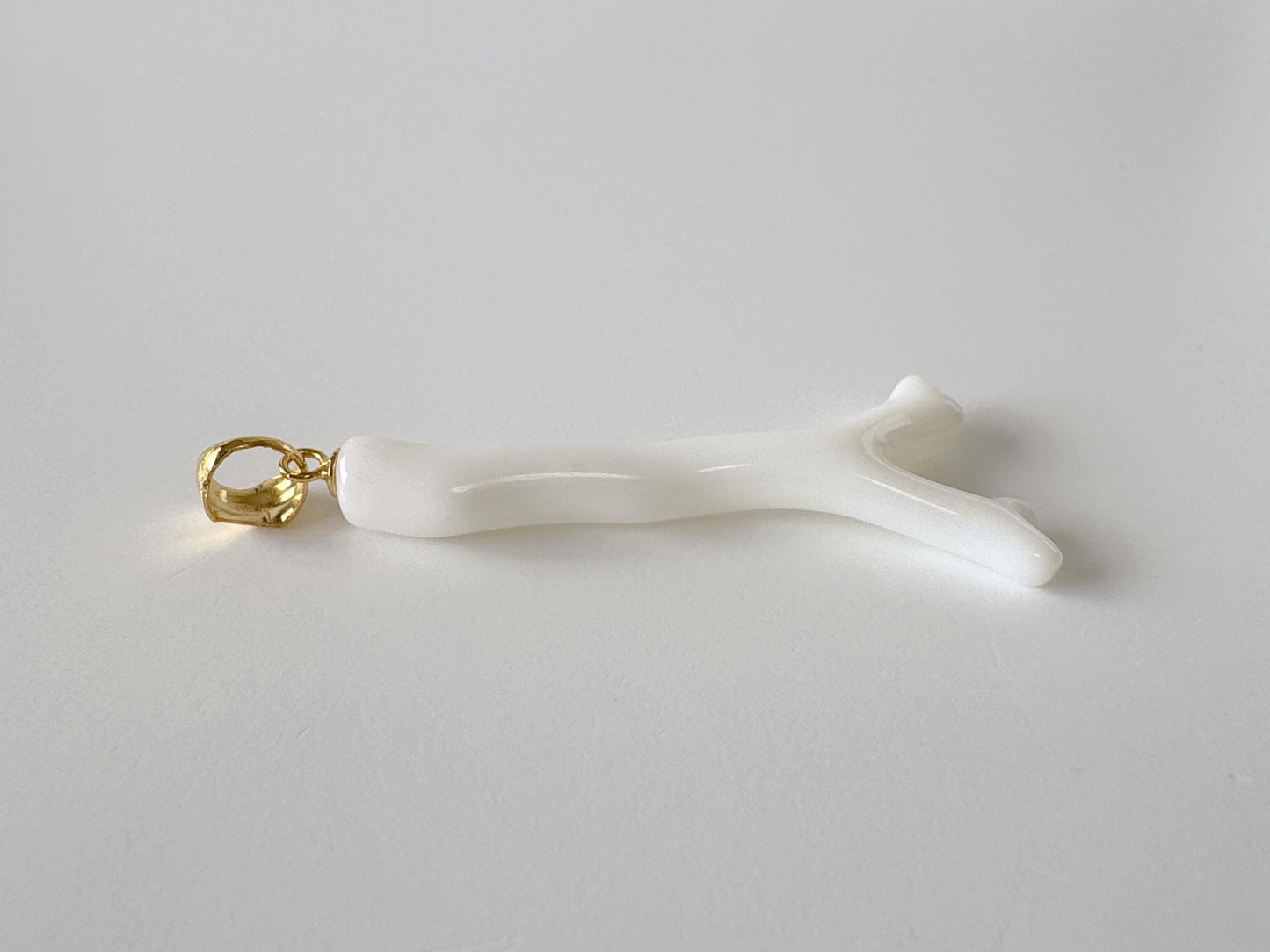 Natural Japanese White Coral Branch Pendant, 40mm, Natural White color genuine precious coral, Silver Bail (Gold-Plated)