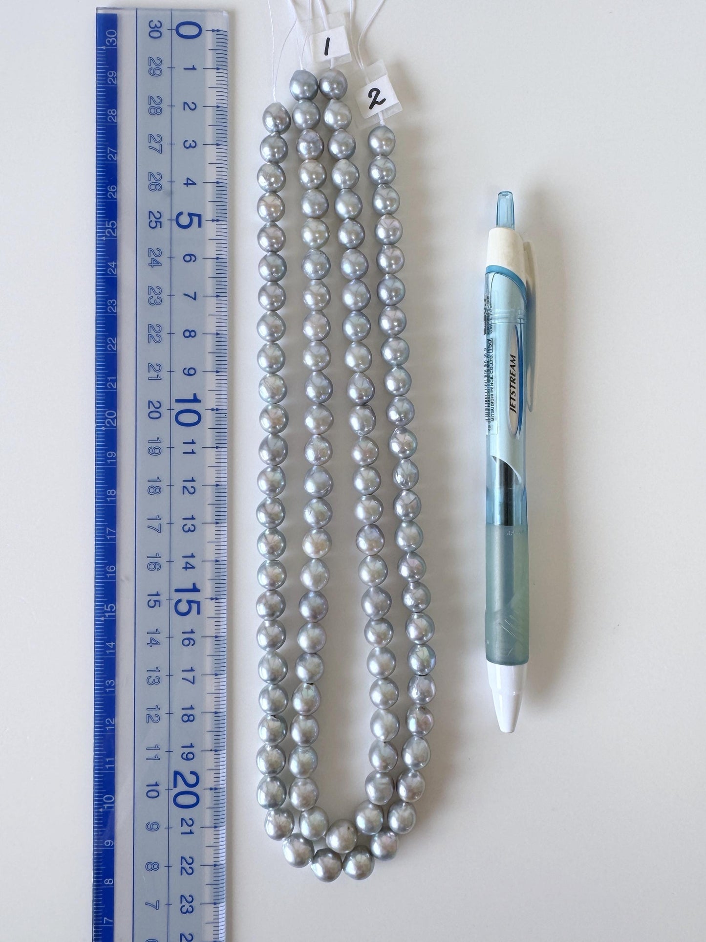 7.5-8mm Japanese Akoya Pearl Beads, Natural Blue/Silver color pearl, Genuine Akoya Pearl, Full Strand 40cm , 15.7", Salt water pearl