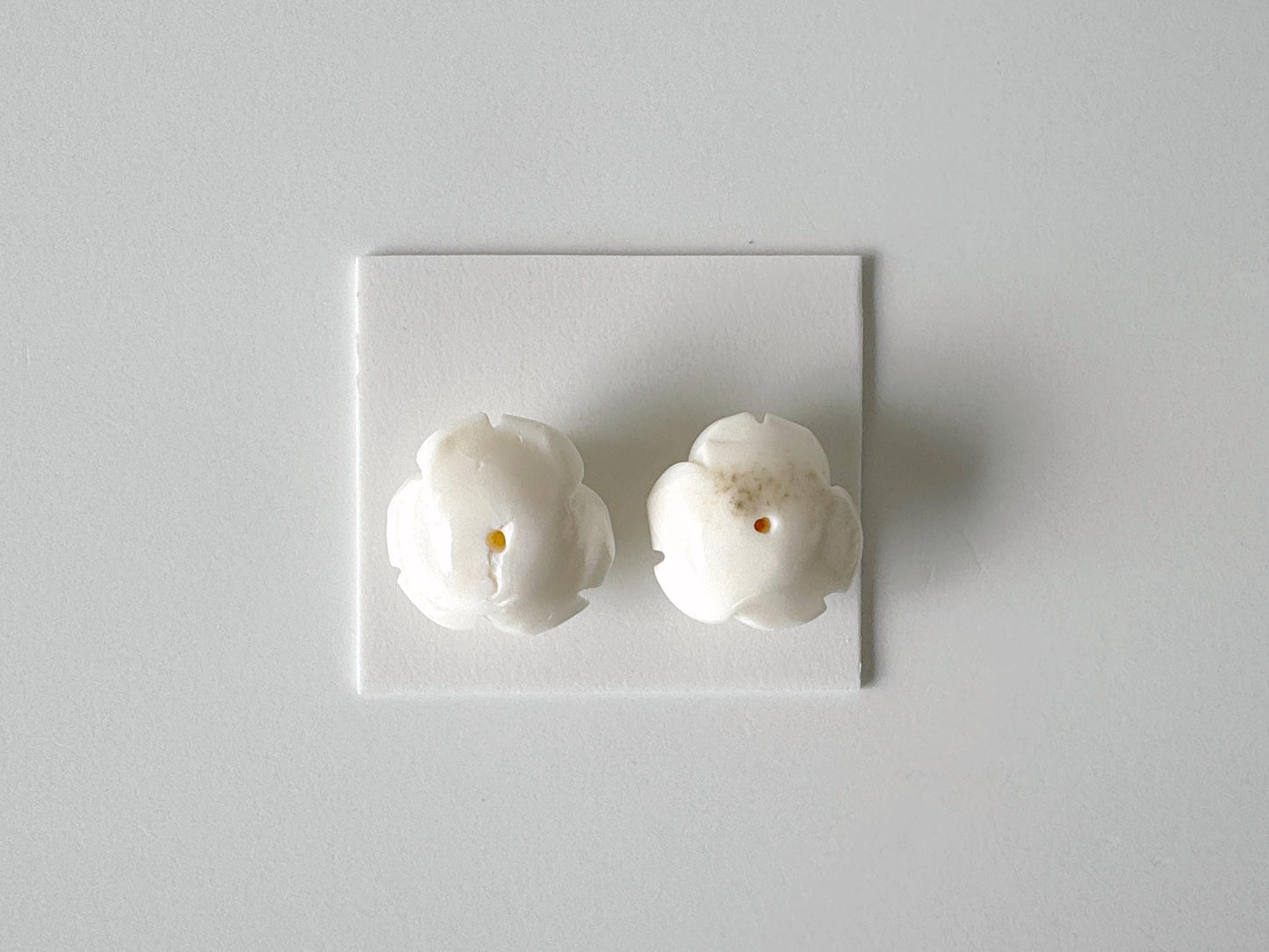 Natural White Coral Rose Loose Pair, 16-17mm , White Color Rose, Natural Color Coral Rose, Price per Pair, Genuine Precious Coral