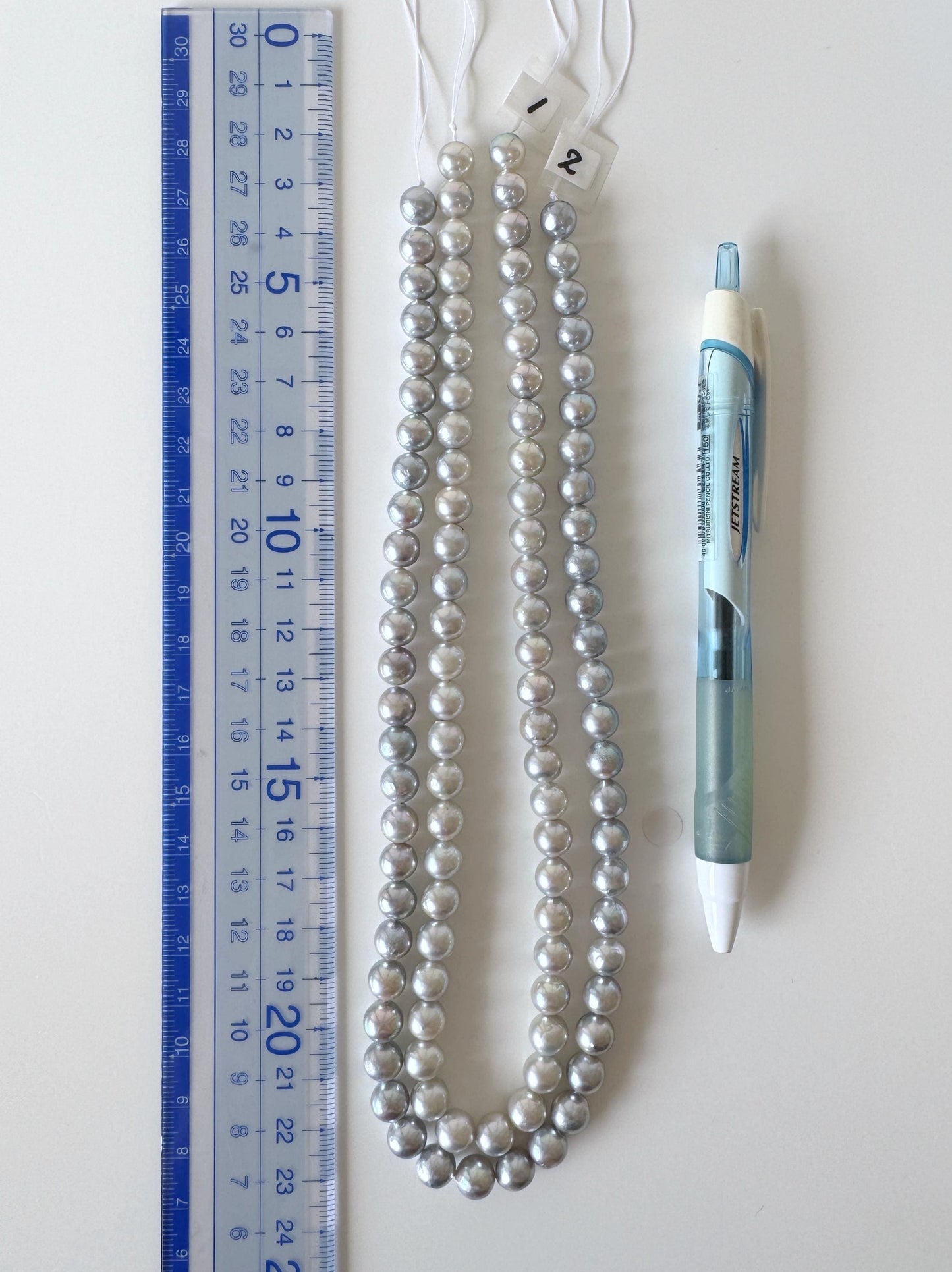 7.5-8mm Japanese Akoya Pearl Beads, Natural Blue/Silver color pearl, Genuine Akoya Pearl, Full Strand 40cm , 15.7", Salt water pearl