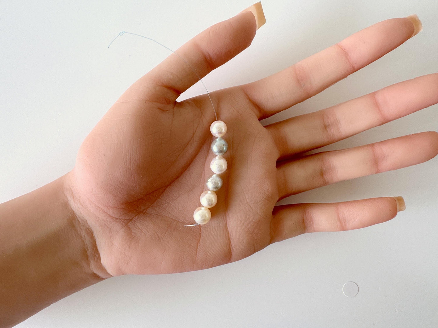 Japanese Multi-color Akoya Pearl Beads, 7-7.5mm, Mini Strand, Short Strand of 6 Pieces, Cultured in Sea Water