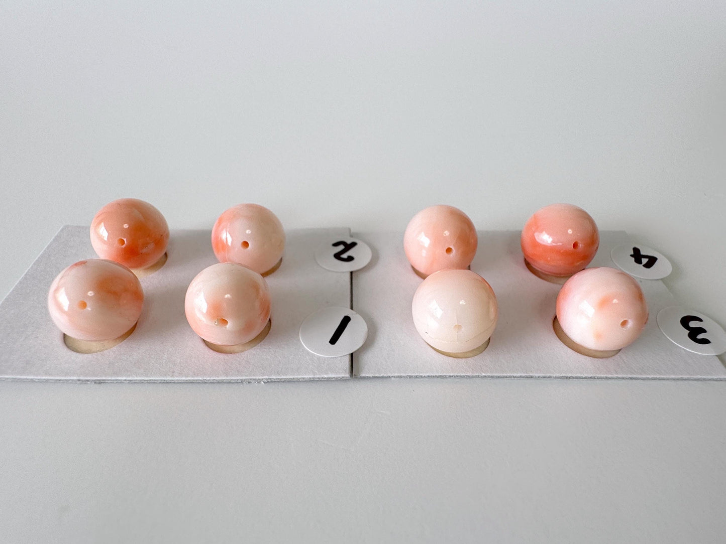 9.5-9.8mm Full Hole Natural deep sea coral round loose, Pink/Orange/White Coral, For earring sets or pendant, price per pair, Natural Color