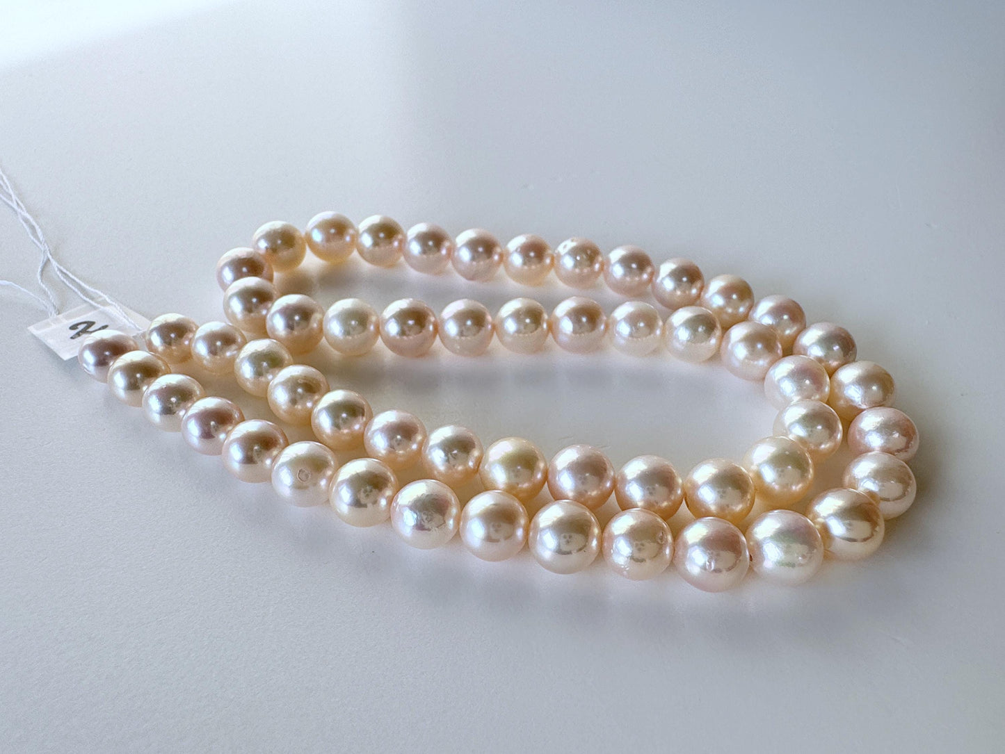 6.9-7.9mm Japanese White Akoya Pearl Beads, Genuine Akoya Pearl, Full Strand, 40.5-41cm , 16", Cultured Salt water pearl