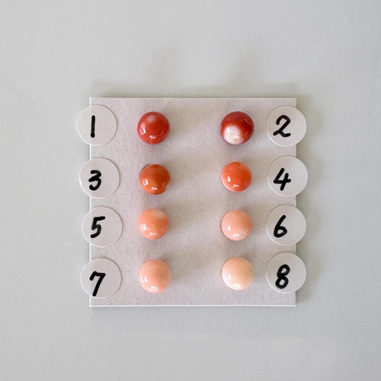 6-6.5mm Half Drilled Natural Japanese Momo/Pink Momo Coral Round Loose, Orange/Pink coral, for earring sets, natural color, price per piece