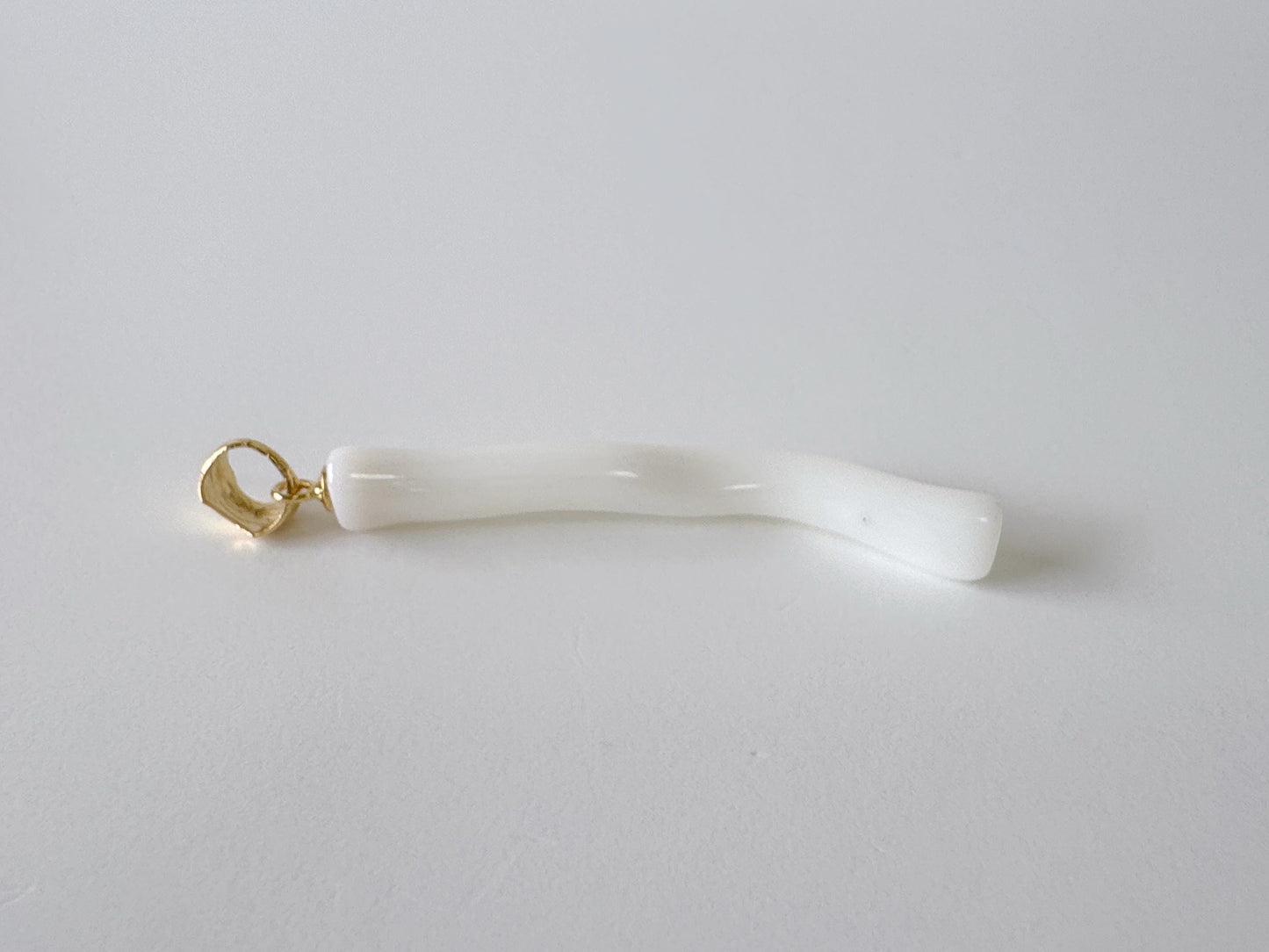 Natural Japanese White Coral Branch Pendant, 41mm, Natural White color genuine precious coral, Silver Bail (Gold-Plated)