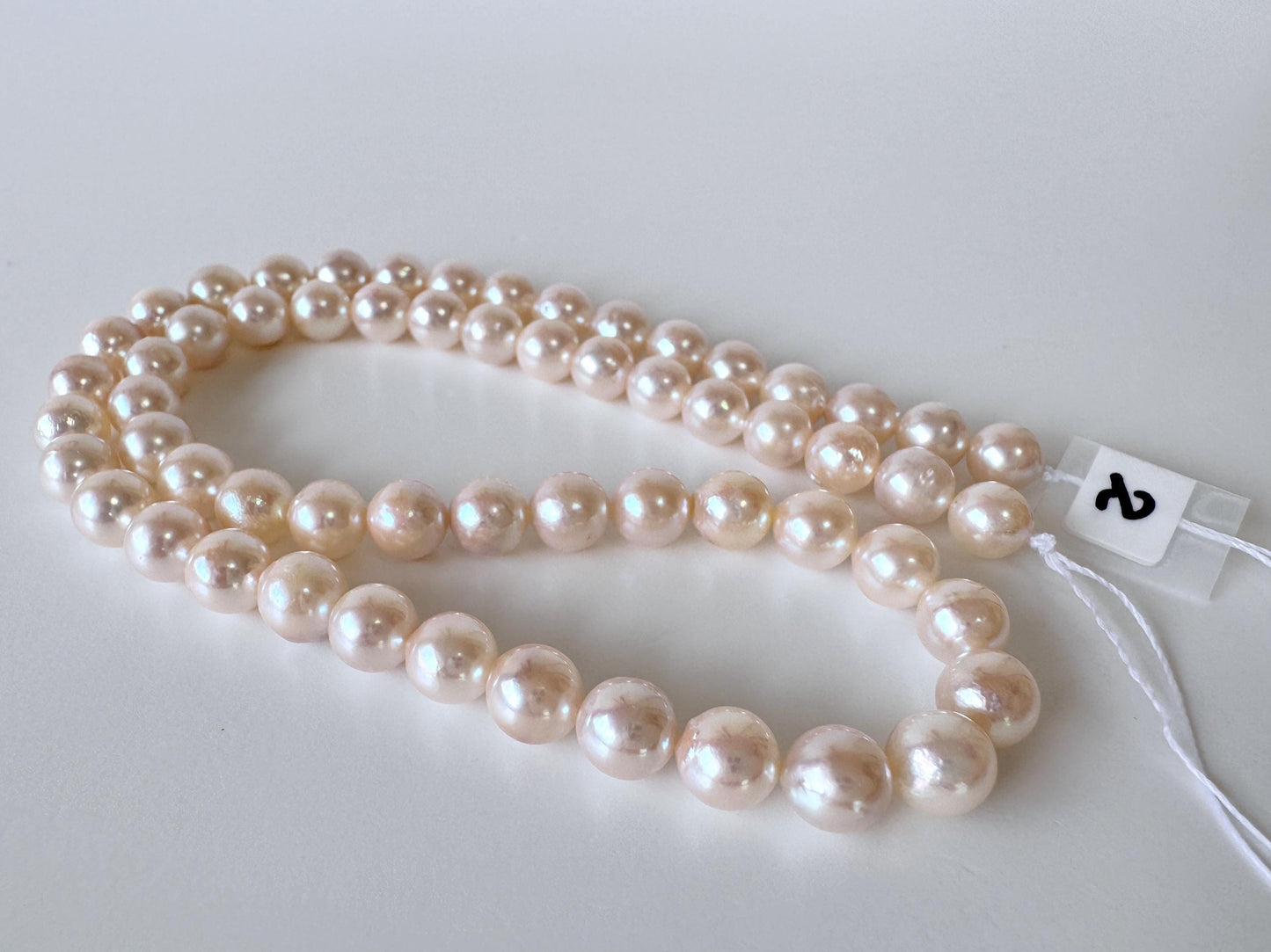 6.5-7mm Japanese White/Pink Akoya Pearl Beads, Genuine Akoya Pearl, Full Strand, 40cm , 15.7", Cultured Salt water pearl