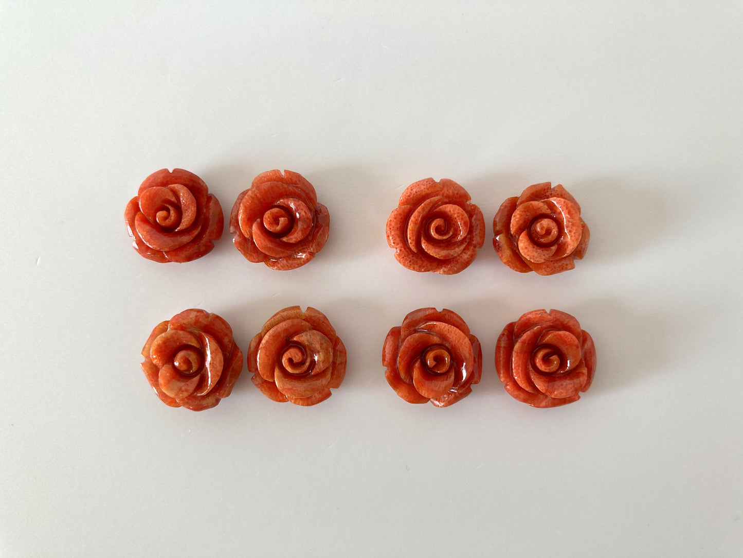 Sponge Coral 15mm Rose Stud Earring or Screw Clip Earring, natural African coral, Light red color
