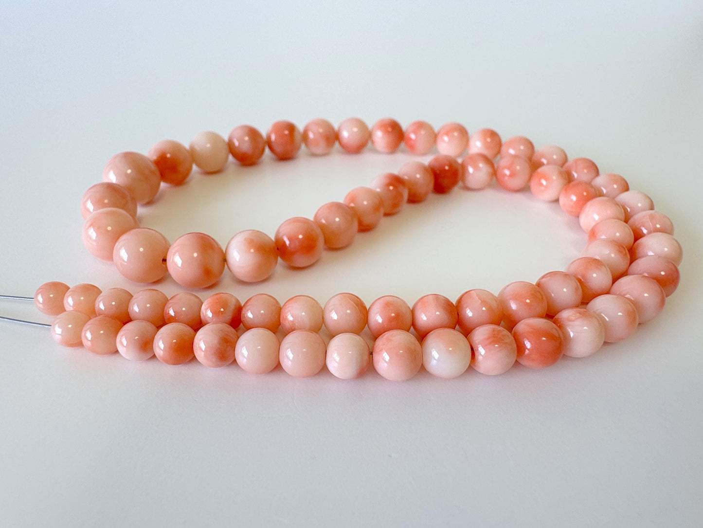 Natural Deep Sea Coral 4.5-9.3mm Round Beads Strand, Genuine Natural Pink / Orange Color, 41cm, 16in, For Jewelry Making