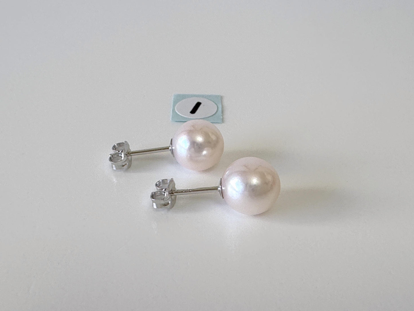 Japanese White Akoya Pearl Stud Earrings, 8mm, Silver 925 Post/Ear Nuts, Genuine Akoya Pearl, Salt water cultured pearl