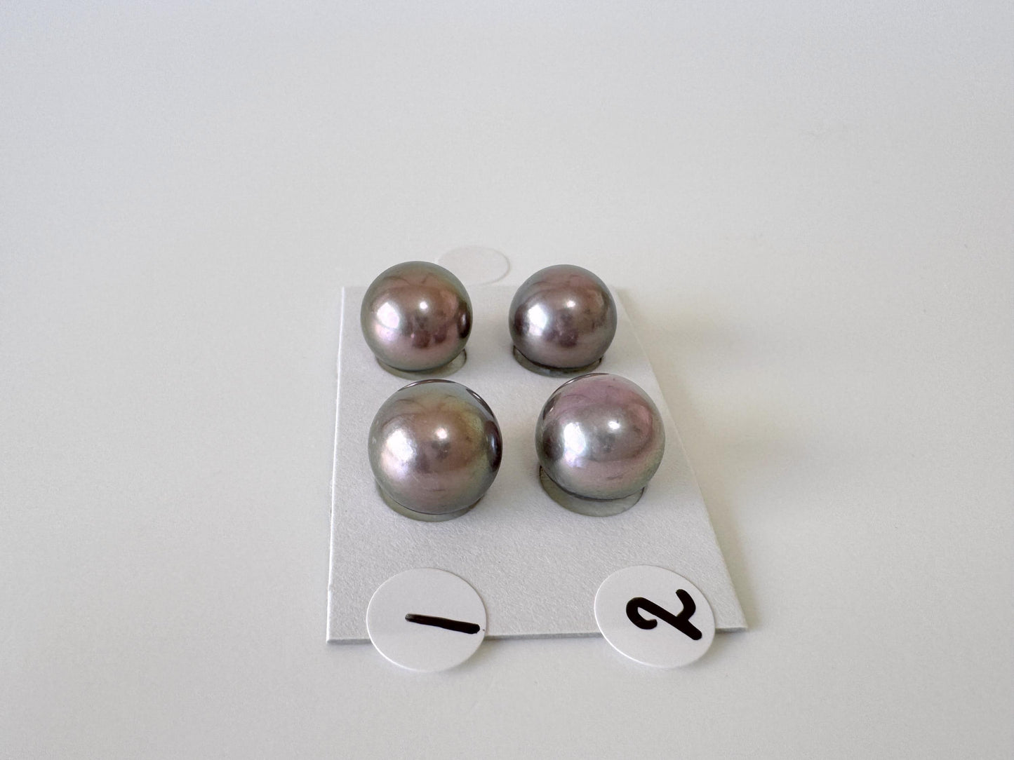 Japanese Black/Peacock Black Akoya Pearl 9.5-10mm, Half-Drilled Round loose, Price per pair, Salt water pearl