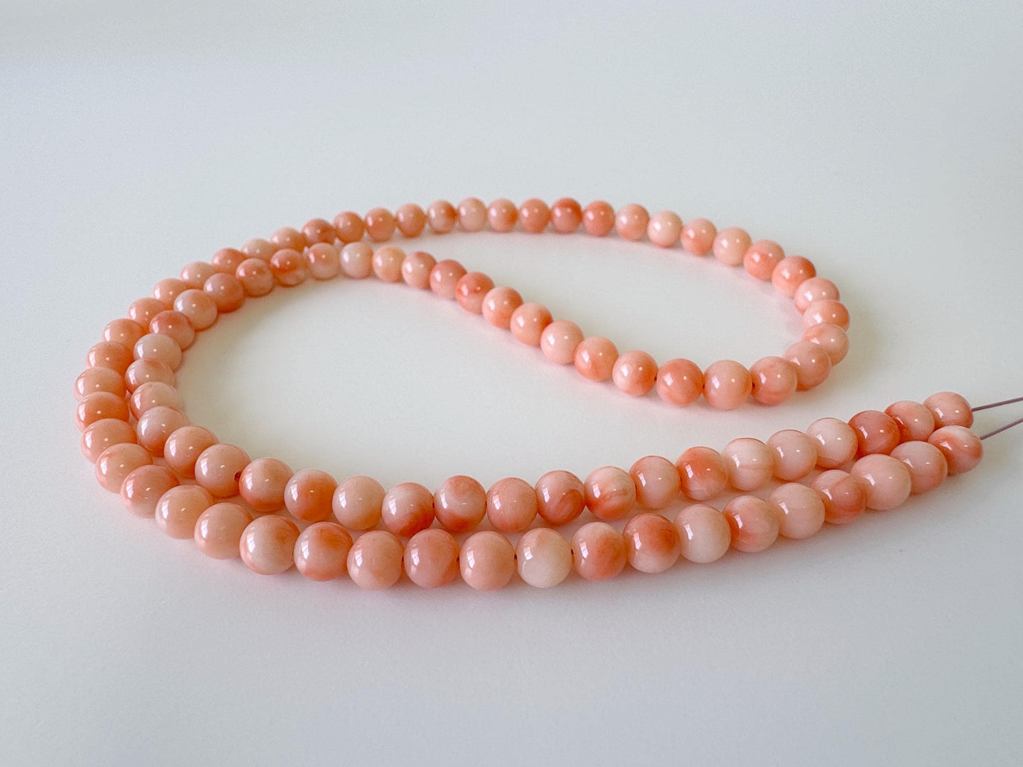 Natural Deep Sea Coral 4.8-5.5mm Round Beads Strand, Genuine Natural Pink / Orange Color, 43.5cm, 17in, For Jewelry Making