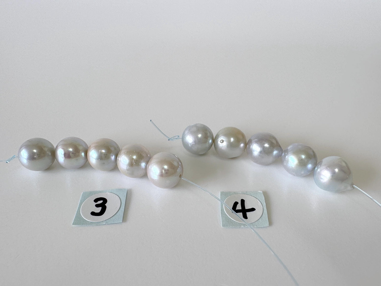 Japanese blue/silver color (cobalt treated) Akoya Pearl Beads, 7.5-8mm, Mini Strand, Short Strand of 5 Pieces, Cultured in Sea Water