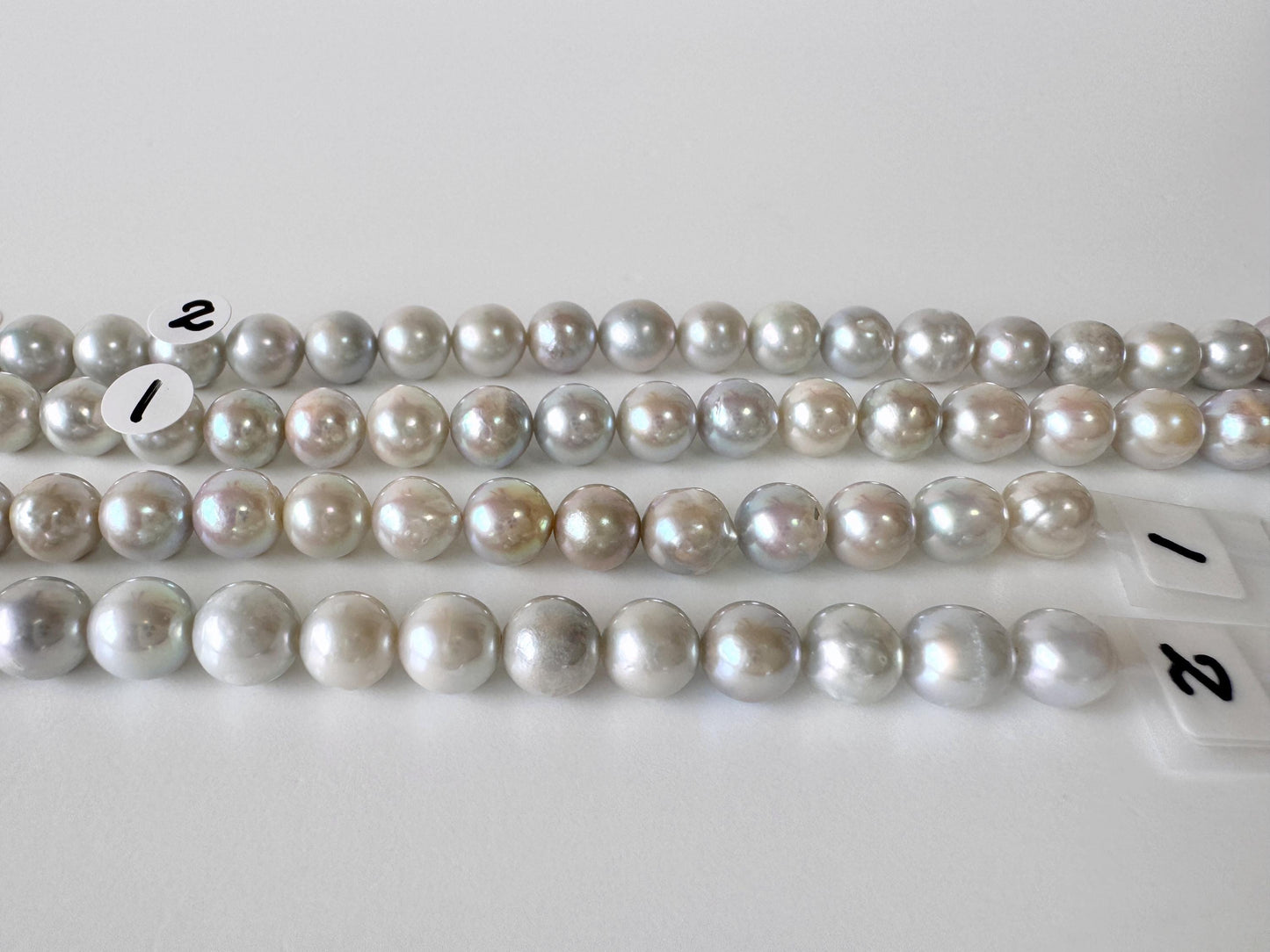 7-7.5mm Japanese Akoya Pearl Beads, Blue/Silver color pearl (Cobalt treated), Genuine Salt water Akoya Pearl, Full Strand, 40cm , 15.7"